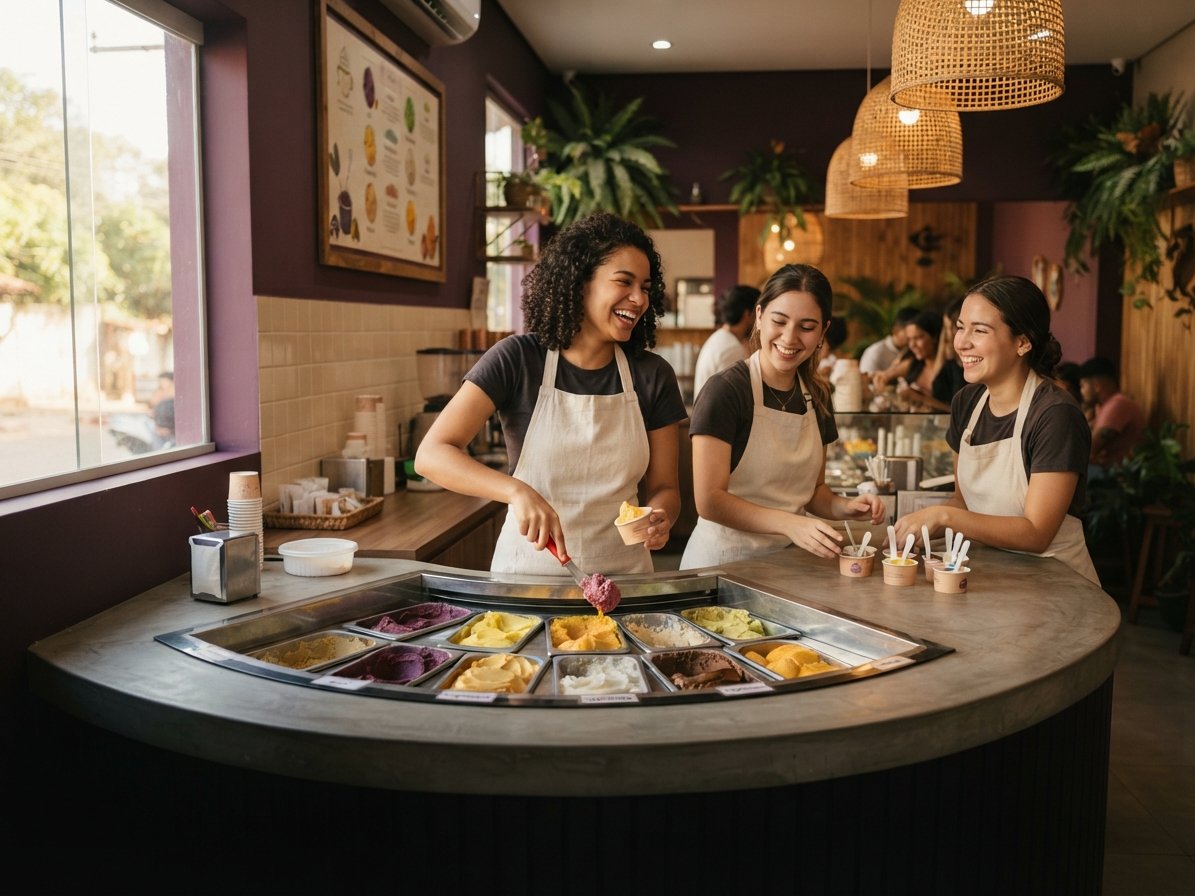 Foto ilustrativa de uma equipe da Boto Gelato trabalhando
